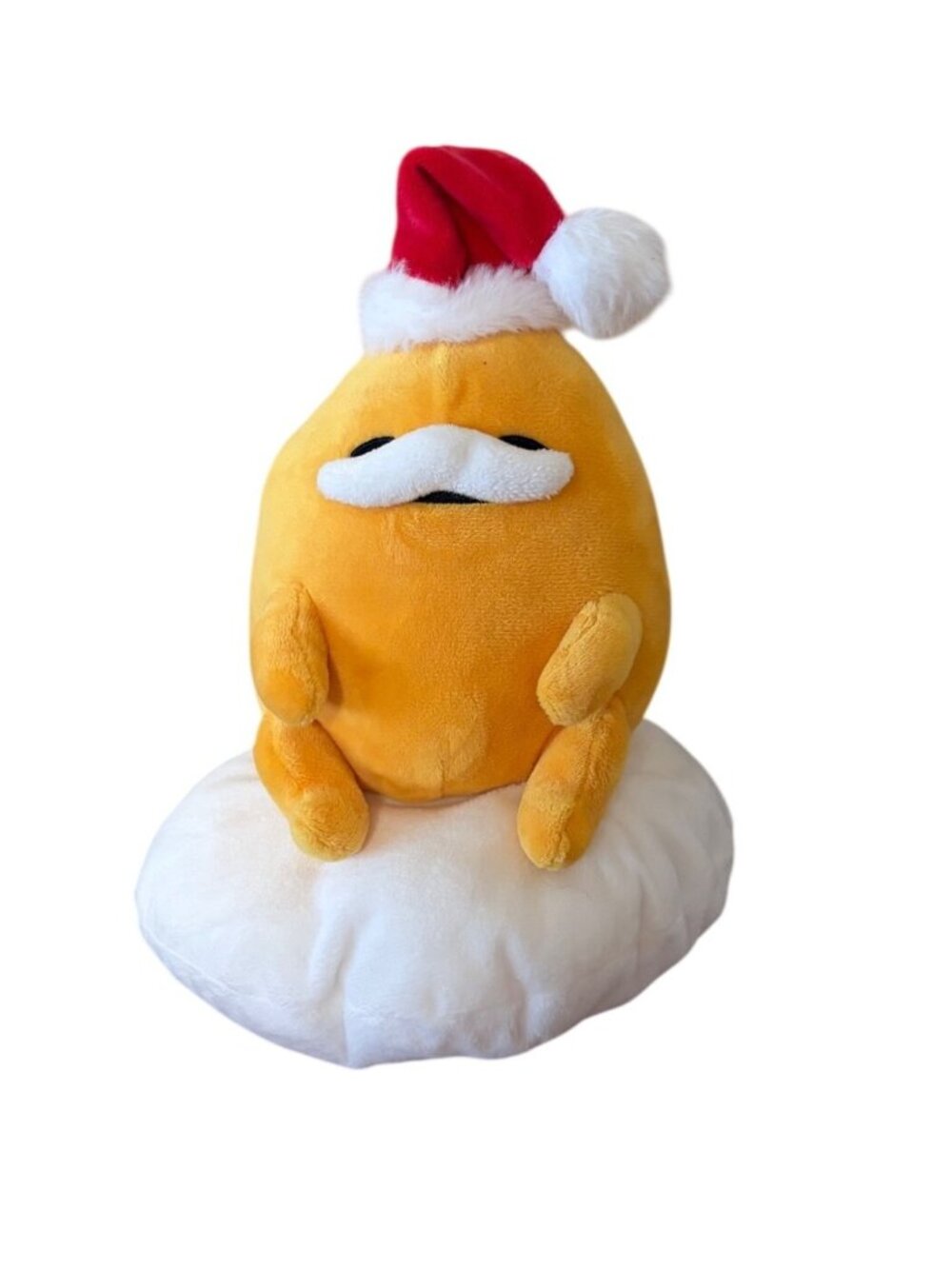 Gudetama Plush Stuffed Animal Doll Toy Santa Hat mushtache Egg 9.5 in tall